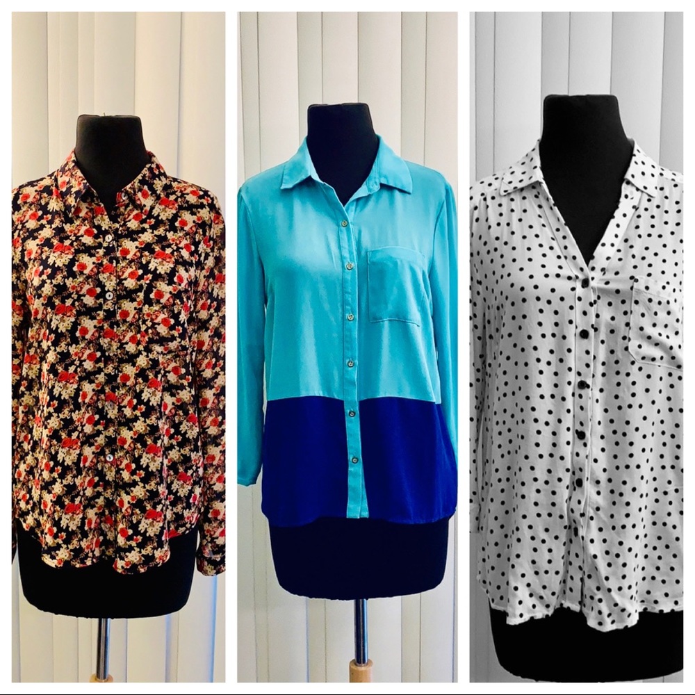 3 Forever 21 long sleeve button down blouses.